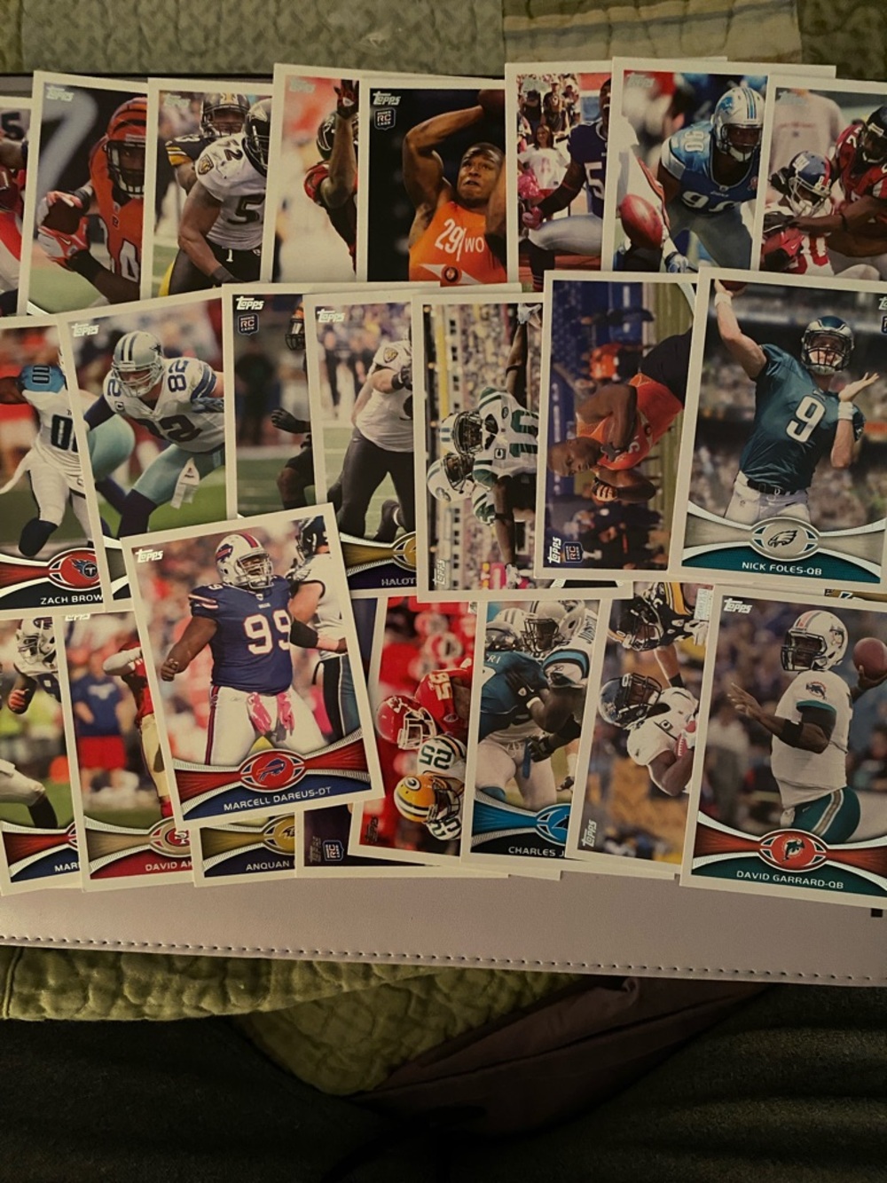 Lot 34 Topps Football Trading Cards - Blue, Red, White 2012